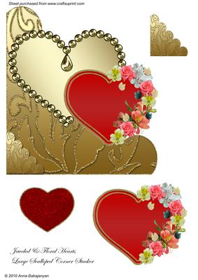 Jeweled & Floral Hearts Large Scalloped Corner Stacker