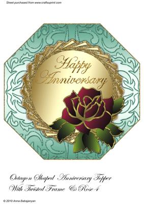 Octagon Shaped Anniversary Topper with Twisted Frame & Rose4