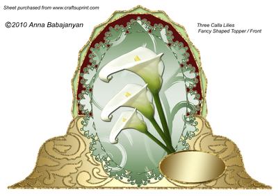Three Calla Lilies Fancy Shaped Topper/ Front