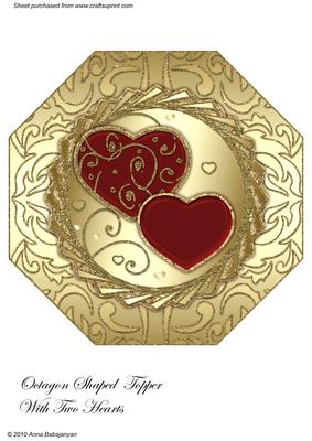 Octagon Shaped Topper with Two Hearts