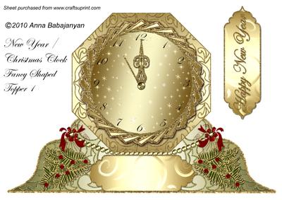 New Year / Christmas Clock Fancy Shaped Topper 1