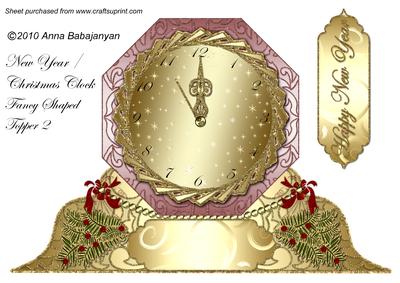 New Year / Christmas Clock Fancy Shaped Topper 2
