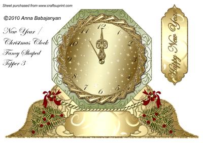 New Year / Christmas Clock Fancy Shaped Topper 3