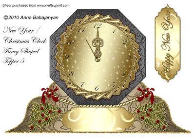New Year / Christmas Clock Fancy Shaped Topper 5