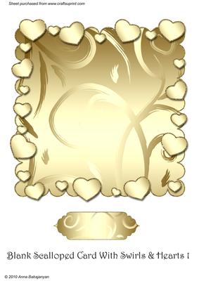 Blank Scalloped Card with Swirls & Hearts 1