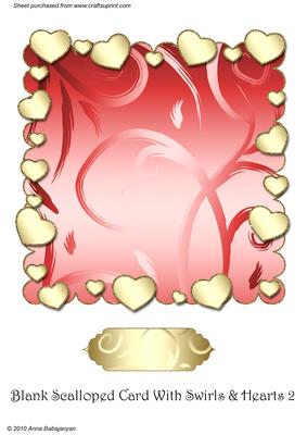 Blank Scalloped Card with Swirls & Hearts 2