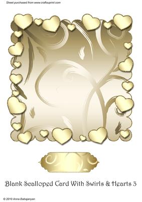 Blank Scalloped Card with Swirls & Hearts 3