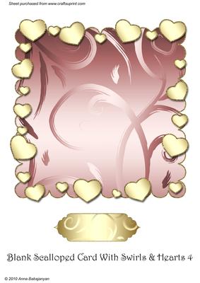 Blank Scalloped Card with Swirls & Hearts 4