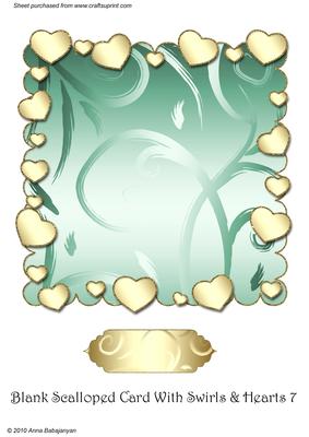 Blank Scalloped Card with Swirls & Hearts 7
