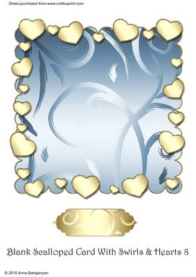 Blank Scalloped Card with Swirls & Hearts 8