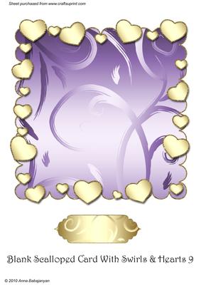 Blank Scalloped Card with Swirls & Hearts 9