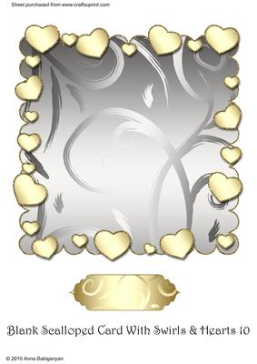 Blank Scalloped Card with Swirls & Hearts 10
