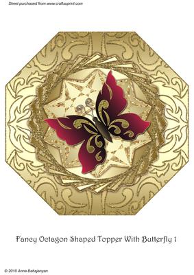 Fancy Octagon Shaped Topper with Butterfly 1