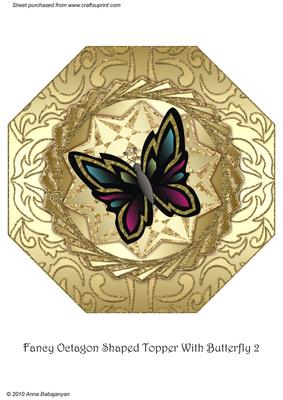 Fancy Octagon Shaped Topper with Butterfly 2