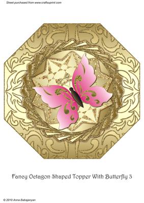 Fancy Octagon Shaped Topper with Butterfly 3