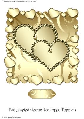 Two Jeweled Hearts Scalloped Topper 1