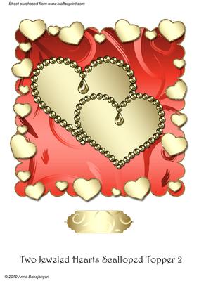 Two Jeweled Hearts Scalloped Topper 2