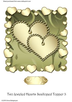 Two Jeweled Hearts Scalloped Topper 3