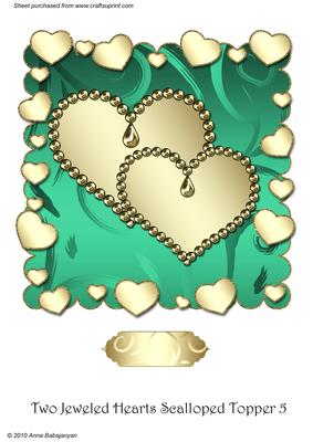 Two Jeweled Hearts Scalloped Topper 5