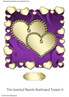 Two Jeweled Hearts Scalloped Topper 6
