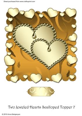 Two Jeweled Hearts Scalloped Topper 7