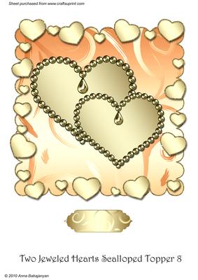 Two Jeweled Hearts Scalloped Topper 8