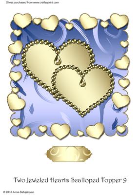 Two Jeweled Hearts Scalloped Topper 9