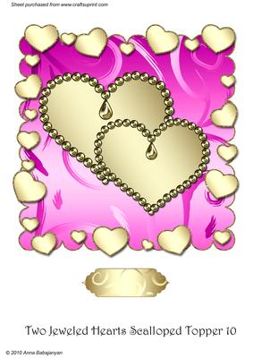 Two Jeweled Hearts Scalloped Topper 10