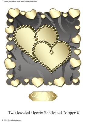 Two Jeweled Hearts Scalloped Topper 11