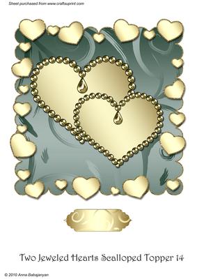 Two Jeweled Hearts Scalloped Topper 14