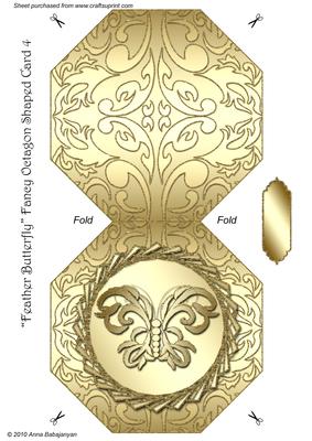 Feather Butterfly Fancy Octagon Shaped Card 4