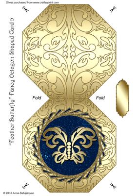 Feather Butterfly Fancy Octagon Shaped Card 5