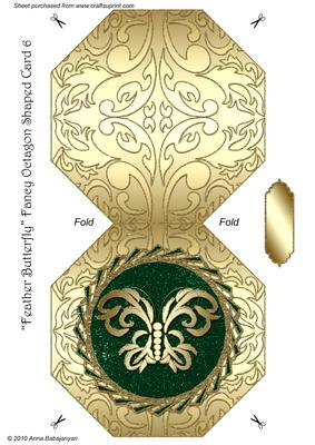Feather Butterfly Fancy Octagon Shaped Card 6
