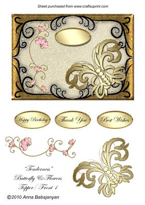Tenderness Butterfly & Flowers Topper/ Front 1