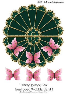 Three Butterflies Scalloped Wobble Card 1