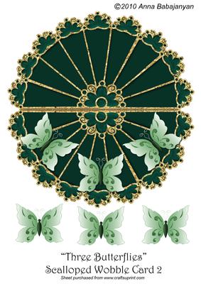 Three Butterflies Scalloped Wobble Card 2