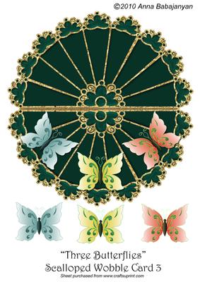 Three Butterflies Scalloped Wobble Card 3