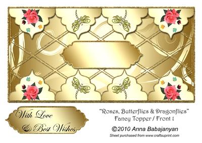 Roses, Butterflies & Dragonflies Fancy Topper / Front 1