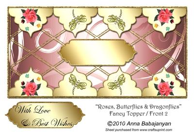 Roses, Butterflies & Dragonflies Fancy Topper / Front 2
