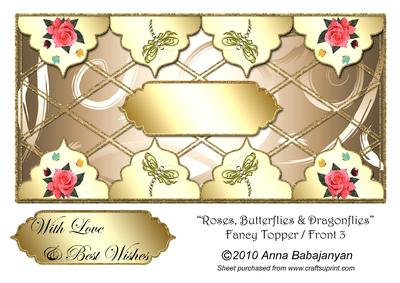 Roses, Butterflies & Dragonflies Fancy Topper / Front 3