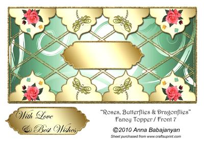 Roses, Butterflies & Dragonflies Fancy Topper / Front 7
