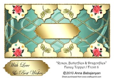 Roses, Butterflies & Dragonflies Fancy Topper / Front 8
