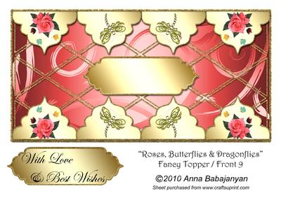 Roses, Butterflies & Dragonflies Fancy Topper / Front 9