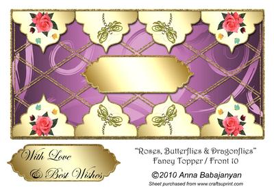 Roses, Butterflies & Dragonflies Fancy Topper / Front 10