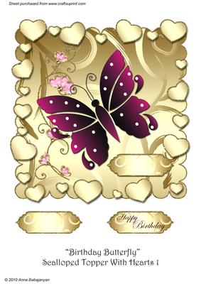 Birthday Butterfly Scalloped Topper with Hearts 1
