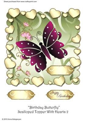 Birthday Butterfly Scalloped Topper with Hearts 2