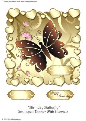 Birthday Butterfly Scalloped Topper with Hearts 3