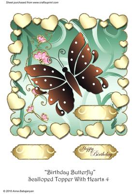 Birthday Butterfly Scalloped Topper with Hearts 4