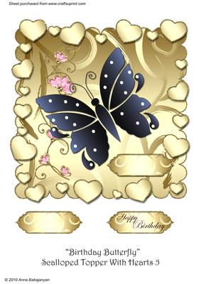 Birthday Butterfly Scalloped Topper with Hearts 5
