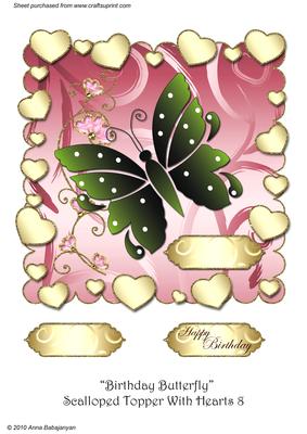 Birthday Butterfly Scalloped Topper with Hearts 8